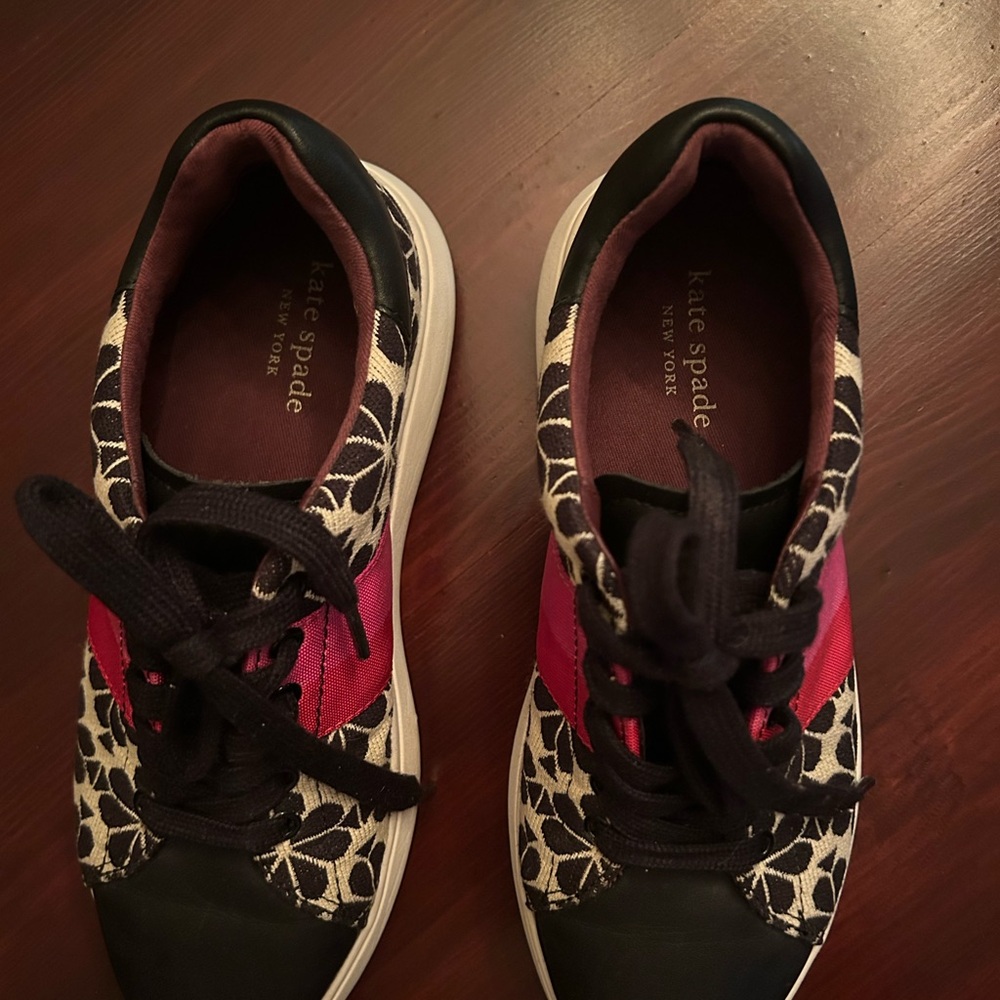 Kate Spade Keswick Black and Pink Spade Design Sneakers - Picture 4 of 5